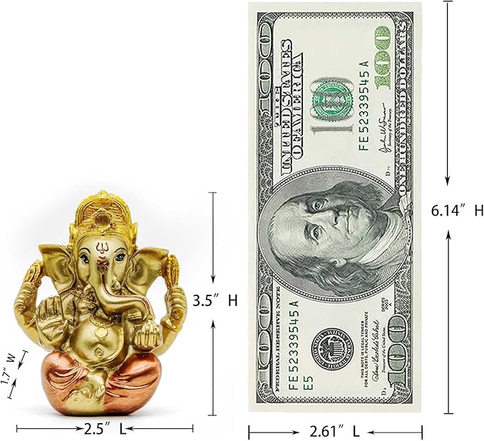 BangBangDa Hindu Ganesh for Car Dashboard - Indian Mini Ganesha Statue Decor India Home Office Temple Mandir Pooja Items Diwali Gift Murti Ganpati Idol Yoga Zen Meditation Room Altar Shrine Kit