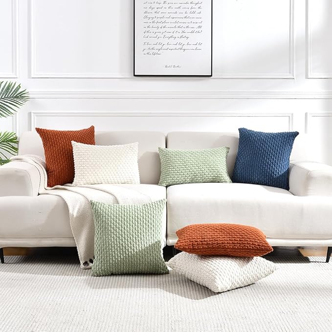 Fancy Homi 2 Packs Dark Gray Decorative Throw Pillow Covers 18x18 Inch for Couch Bed Sofa, Modern Farmhouse Boho Home Decor, Soft Cute Plush Grey Corduroy Striped Cushion Case 45x45 CM
