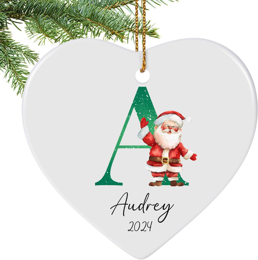 Letter Name Ornament, Personalized Christmas Ornaments, Custom Initial A-Z Ceramic Heart Ornament 2025, Customized Monogrammed Ornaments for Christmas Tree