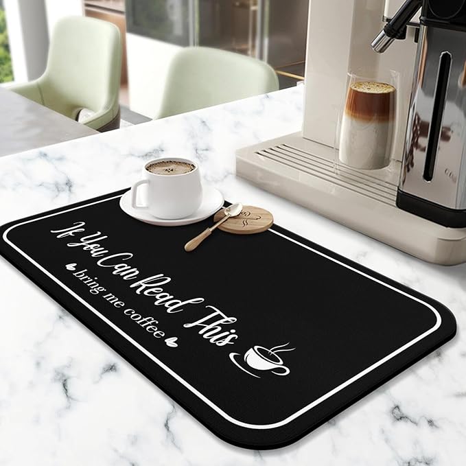 Coffee Bar Mat for Countertops 23inx15in,Absorbent Hide Stain Anti-Slip Cafe Bar Accessories Fit Under Coffee Machine Mat,Dish Drying mats for Kitchen Counter