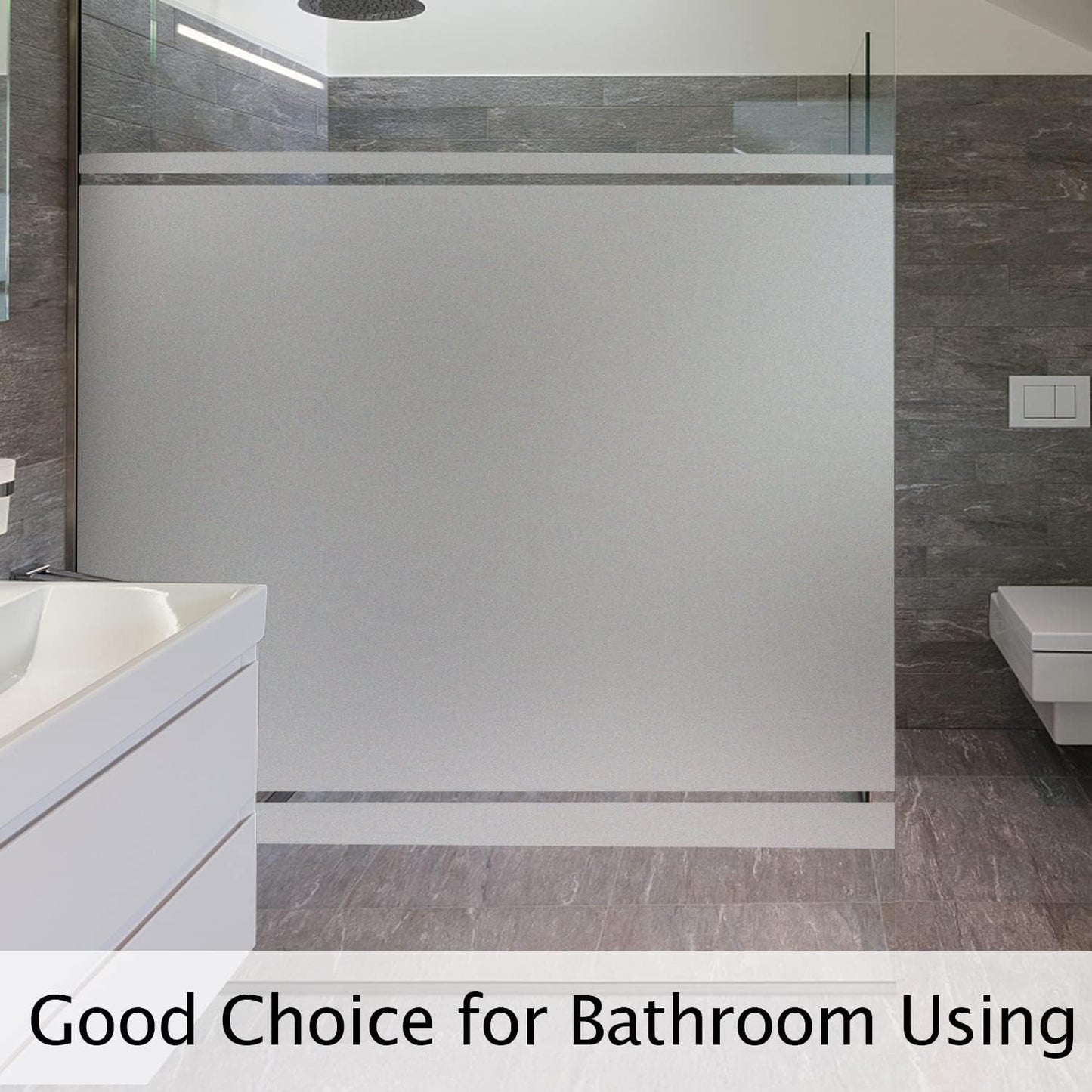 HIDBEA Frosted Window Privacy Film Heat Control UV Blocking, Static Cling Non-Adhesive Reusable Door coverings for Bathroom Home Office (Frosted 35.4 Inch x 16.4 Feet)