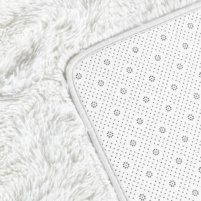 Deerhoo Large Shag Area Rugs 5 x 8, Plush Fuzzy Rugs for Living Room, Ultra Soft Fluffy Furry Rug for Bedroom, Indoor Carpet Nursery Rugs for Kids Room Home Decor, White