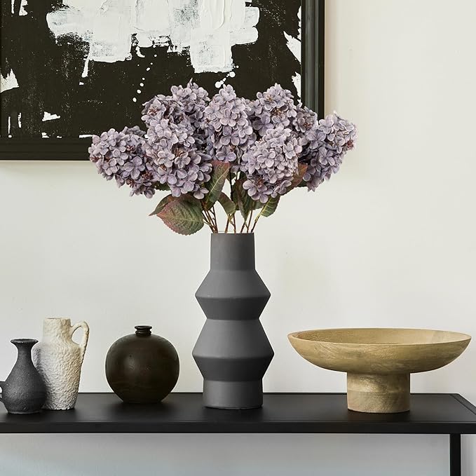 Ttranewsoo Fake Flowers Hydrangea Silk Flowers with Stems, Fake Grayish Hydrangea Artificial Flowers Winter Flowers Artificial for Decoration Vase Decor 24"（Grayish Purple ） 8PCS Wthout Vase
