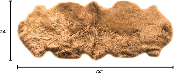 Long 2x6 Sheespkin Rug Runner - Light Brown Sheepskin Fur Rugs - Great for Draping and Floor Decor - Extra Soft New Zealand Fur - Real Sheep Skin Rug for Bedroom Living Room