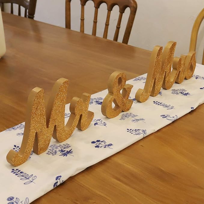 Mr & Mrs Sign for Wedding Table, Large Mr and Miss Wooden Letters, Party Decoration Head Table Wedding Wood Letter, Just Married Sign Anniversary Party Valentine's Day Decor,Rose Golden