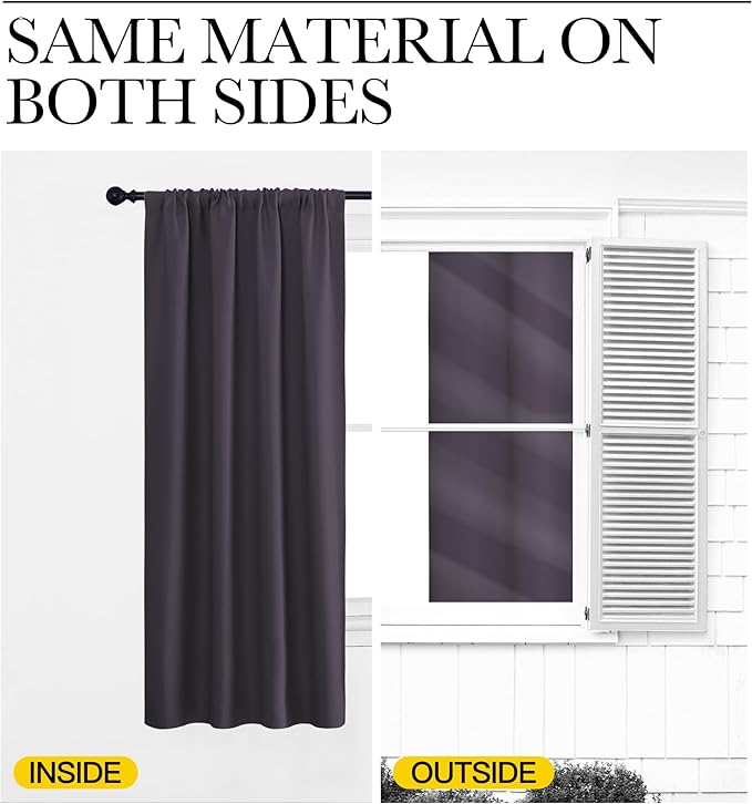 NICETOWN RV Blackout Curtains for Camper Windows, Greyish Purple, 29" Wide by 50" Long, 2 PCs, Short Blackout Curtains & Drapes, Thermal Insulated Blackout Curtain Panels for Kids Room, Play Room