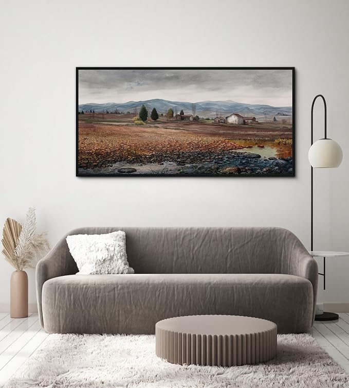 yiijeah Framed Artwork for Walls Extra Large Vintage Nature Earthy Wall Art Scenic Canvas Paintings Decor for Living Room Bedroom Entryway 48x24 Inches