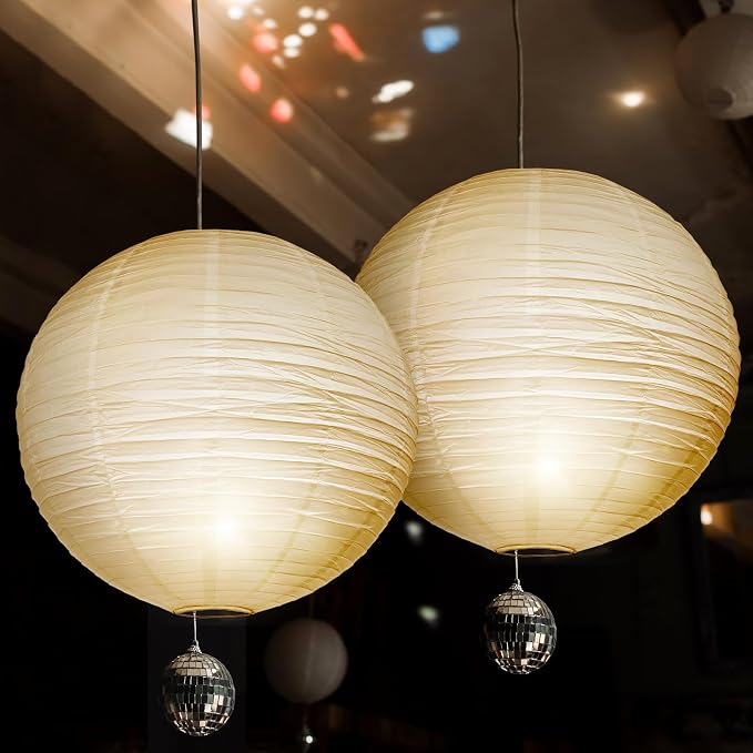 Retisee 8 Pieces 30 Inch White Jumbo Paper Lanterns Large Hanging Chinese Japanese Paper Lanterns Decoration for Home Wedding Party Ceiling Decoration