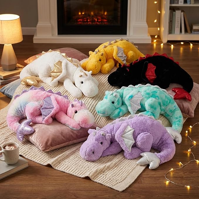 ARELUX Large 36in Cute Dragon Stuffed Animals Plush Toy Soft Purple Pterosaur Plushie Giant Fuzzy Dinosaur Pillow Plushies with Wings Cuddly Gifts for Friends Family