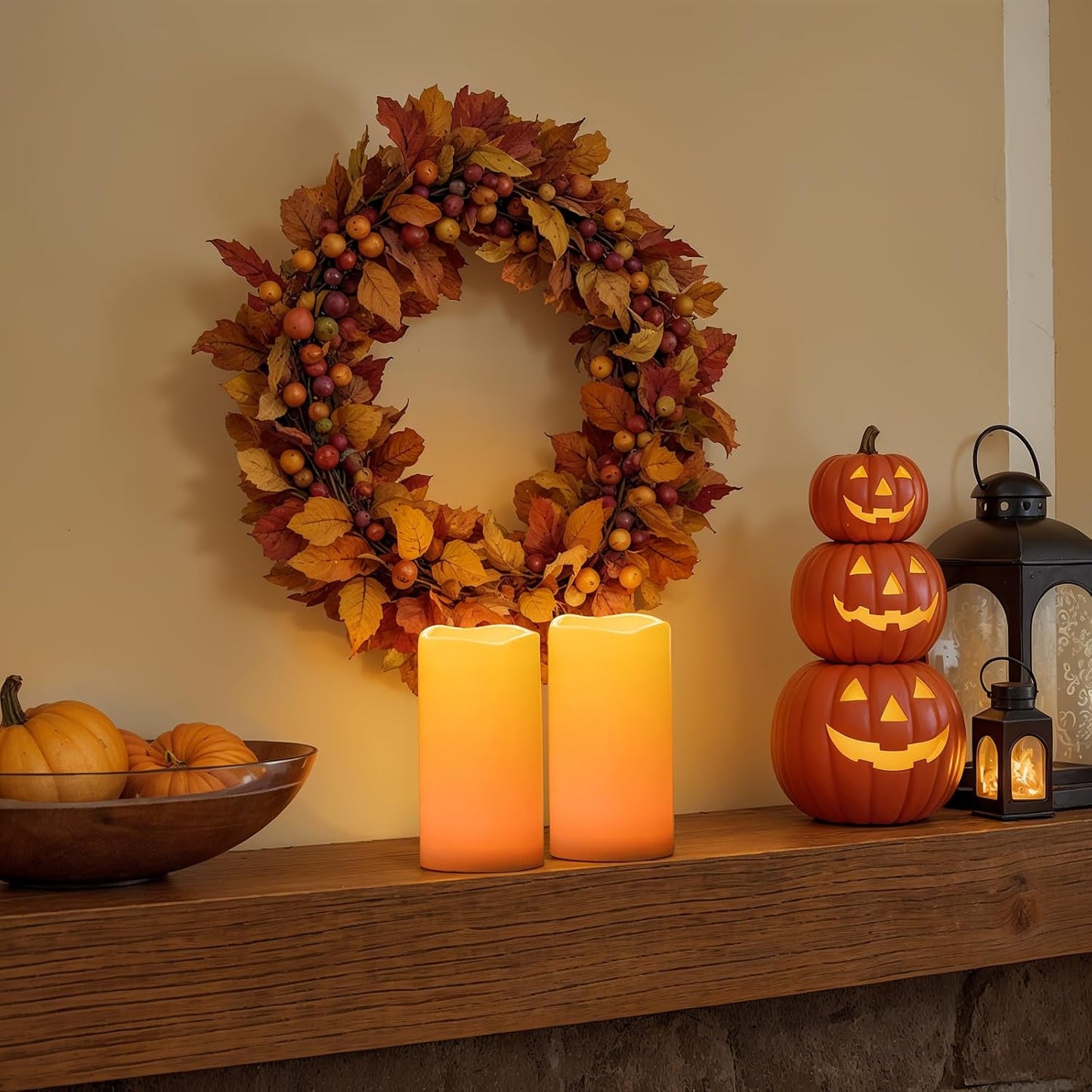 Amagic 3" x 6" Waterproof Outdoor Flameless Candles, Battery Operated Candles with Remote and Timer, Flickering LED Pillar Candle for Outside Patio Garden and Indoor Home Decor, Ivory, Set of 2