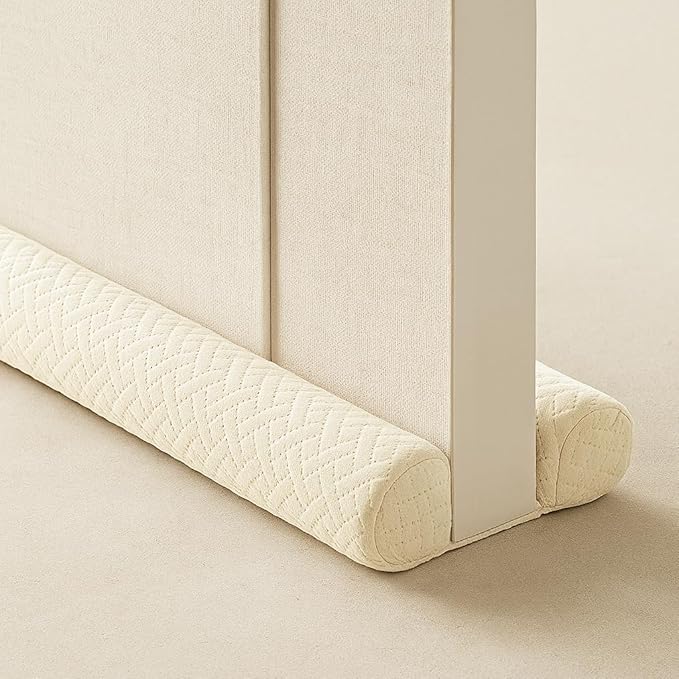 Ciieyuo Velvet Under Door Draft Stopper, Noise Blocker & Soundproof Door Seal, Blocks Cold Air, Light & Smoke, Easy Install Under Door Gap Filler, Door Sweep for Bottom 30"-36" White Beige