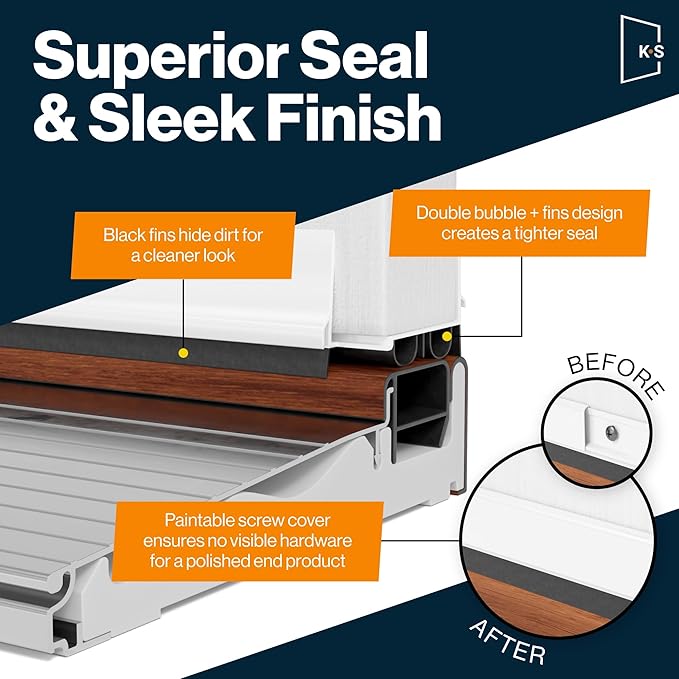 Patent Pending, Adjustable Double Bubble Door Sweep, Draft Stopper, Under Door Seal for Exterior Doors, 1 3/4" x 32", White (32 inch 2 pk)