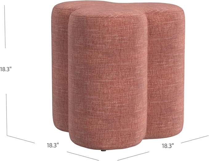HomePop Upholstered Clover Shaped Ottoman|HomePop Home Décor|Foot Rest Ottoman - Pink Chenille