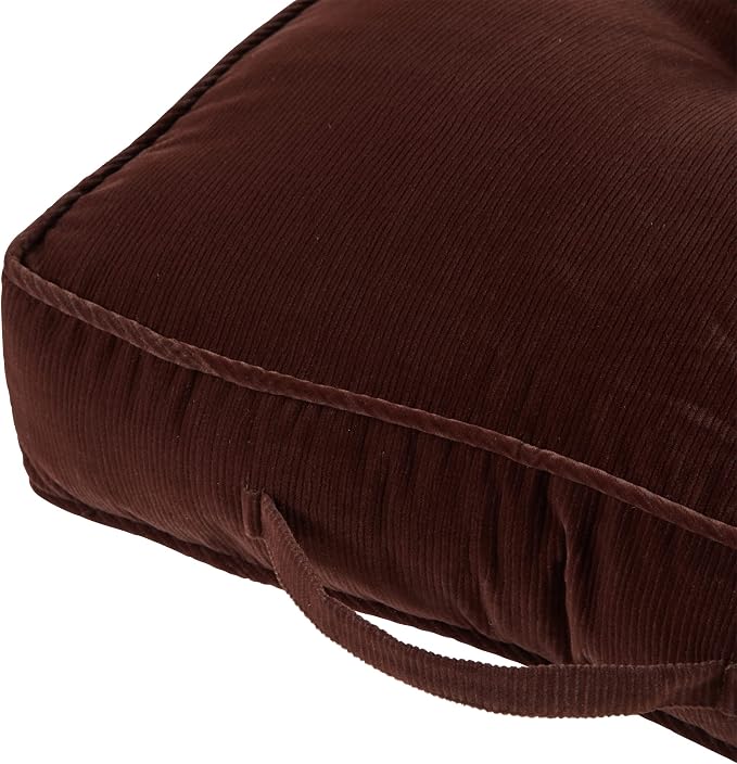 Greendale Home Fashions Omaha Corduroy 21" Square Floor Pillow with Carry Handle, Pecan