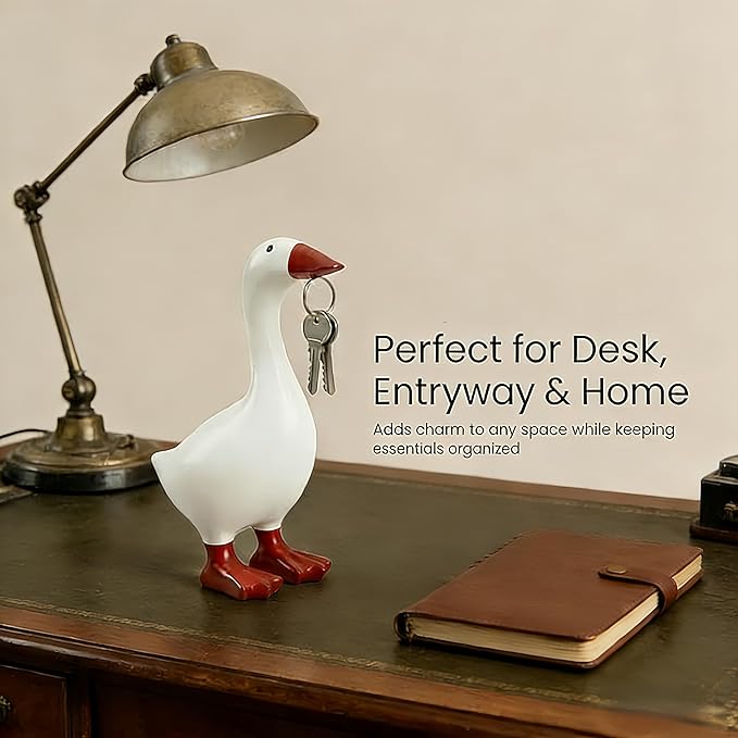Desk Goose 7 Inches Desktop Goose Statue with Magnetic Beak, Funny Office Decor & Cute Home Desk Decoration Gift for Women