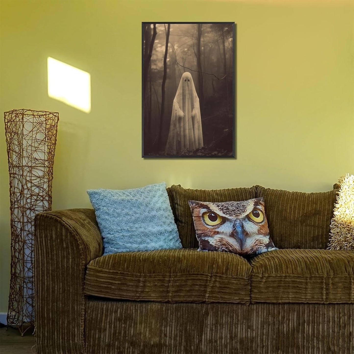 Ghost Forest Spooky Print Poster The Gothic Room Decor Creepy Picture Posters Dark Academia Aesthetic Family Prints Canvas Wall Art Home Apartment Decorations 24X36inch Aluminum Framed