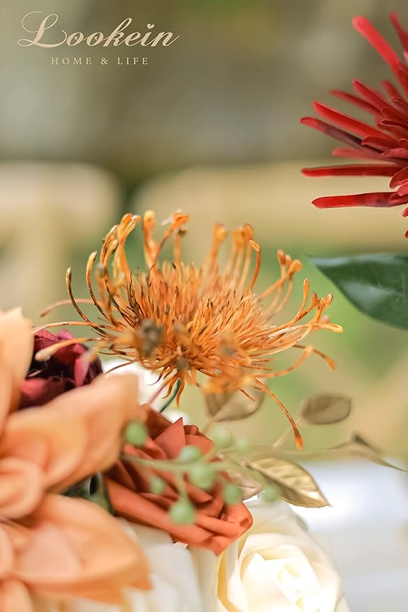 Lookein Artificial Flowers for DIY Wedding Decoration Bridal Bouquet Table Centerpieces Flower Garland Arch Flower Decoration Home Decor, Rustic Terracotta