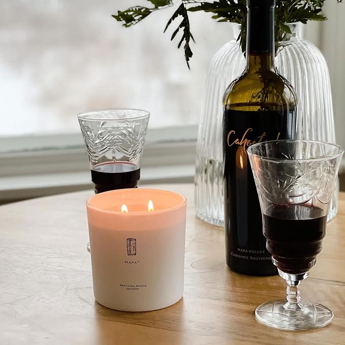 Archipelago Botanicals Napa Luxe Candle, Black Currant, Mulberry and Vetiver Scent, Elegant White Glass Jar Candle, Coconut Wax, Double Wicks Burn 100 Hours (13 oz)