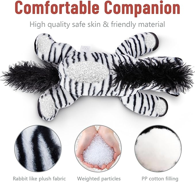 Niuniu Daddy 24" | 5 Pound Zebra Weighted Stuffed Animals for Kids Adults, Soft Zebra Weighted Body Pillow for Comfort Hugging, Plush Toy for Gift Birthday Christmas