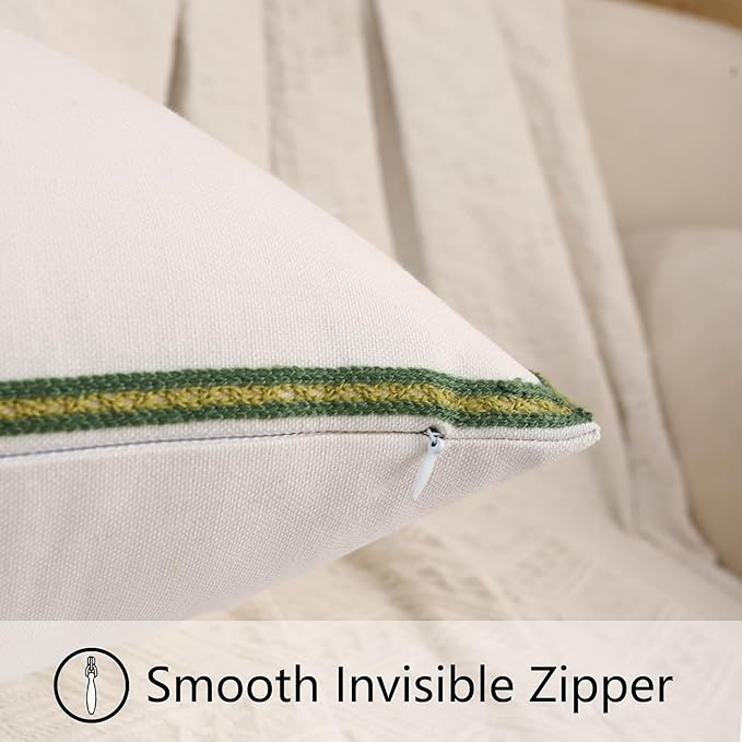 Spring Pillow Covers 16x16 inch Pack of 2 Yellow Tulip Flower Embroidery Throw Pillow Covers Square Farmhouse Floral Summer Decor Pillow Case for Couch Cotton Canvas Cushion Cover