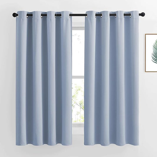 NICETOWN Blackout Curtains for Bedroom 63 inch Length 2 Panels - Window Treatment Thermal Insulated Solid Grommet Blackout for Living Room (52 by 63 Inch,Vintage Blue)