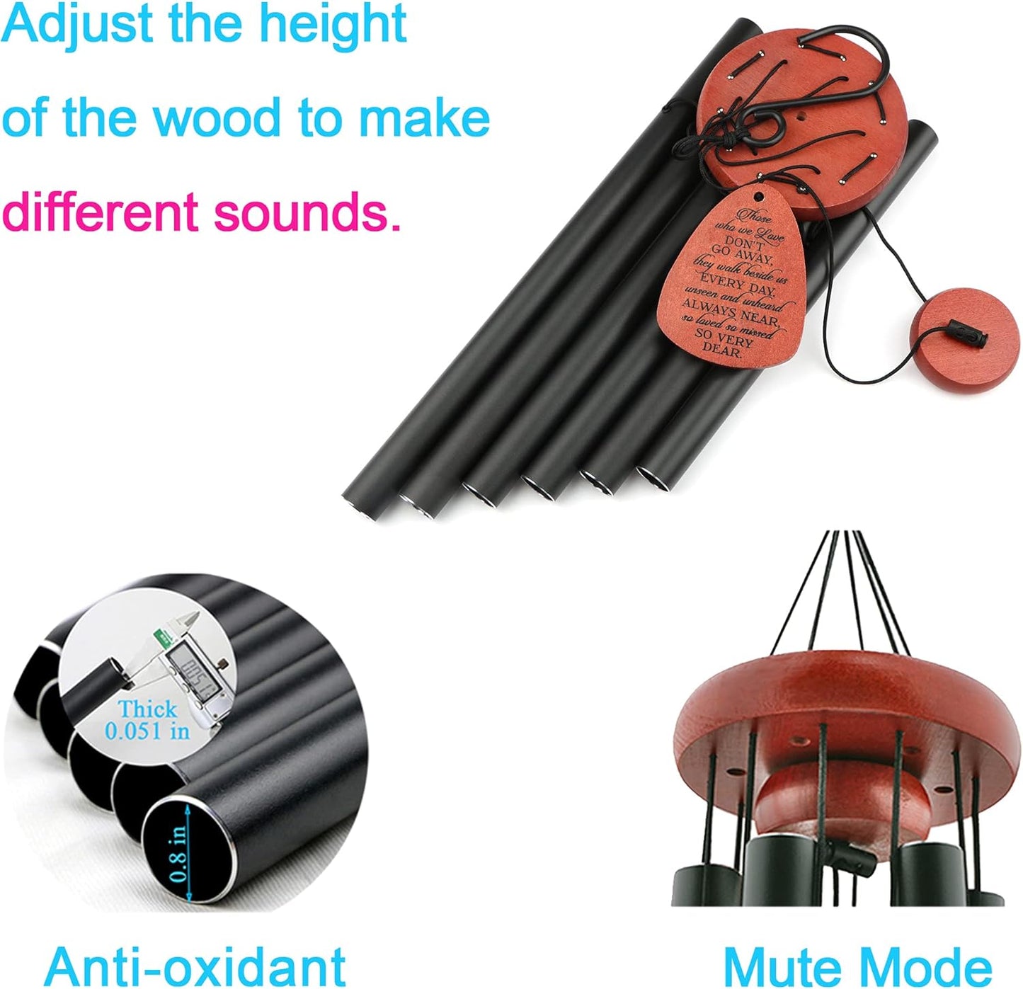 Memgift Memorial Wind Chimes - Sympathy Gift for Loss of Loved one, Weather-Resistant Outdoor Keepsake for Garden in Memory of Family