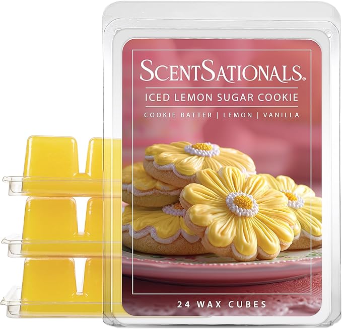 Scentsationals Wax Melts, Wax Cubes Strong Scent - Iced Lemon Sugar Cookies - Long Lasting Scented Melts for Warmer, 10oz (24-Cubes)