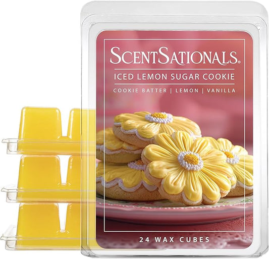 Scentsationals Wax Melts, Wax Cubes Strong Scent - Iced Lemon Sugar Cookies - Long Lasting Scented Melts for Warmer, 10oz (24-Cubes)