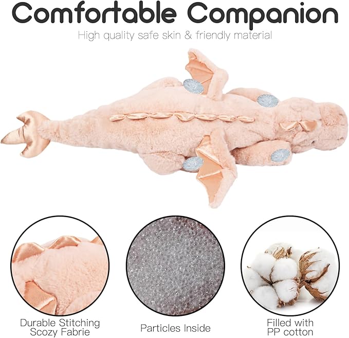 ARELUX Large 36in Cute Dragon Stuffed Animals Plush Toy Soft Pink Pterosaur Plushie Giant Fuzzy Dinosaur Pillow Plushies with Wings Cuddly for Friends Family Member