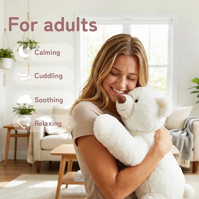 Niuniu Daddy Polar Bear Weighted Stuffed Animals for Kids & Adults, 20" | 3.3lb Large Weighted Plushies Pillow for Sleeping and Calming, Cute Lying Plush Toy Huggable Gift for Everyday Comfort