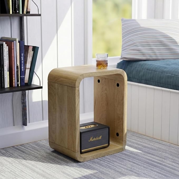 Relso Aurora End Table Solid Wood Nightstand with Open Shelf Storage, Natural Finish Bedside Table, Side Table for Bedroom, Living Room, Entryway, Small Spaces, Accent Bookshelf