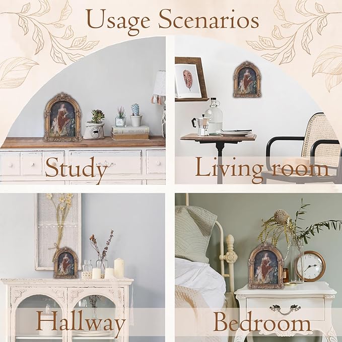 Bronze Antique Picture Frames 4x6 Ornate Arched Vintage Picture Frames with Glass Front for Wall Hanging and Tabletop Photo Gallery Wall Decor Vintage Home Decor