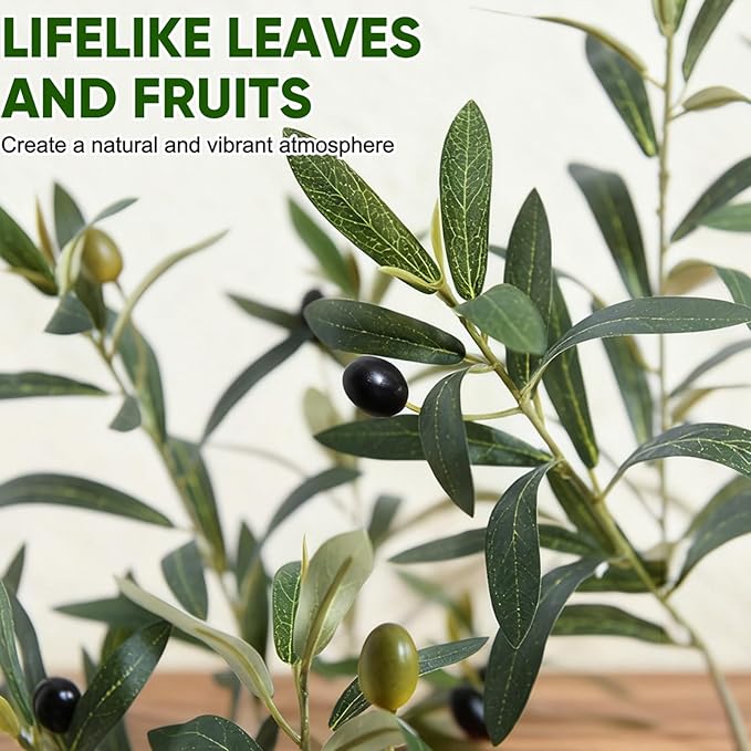 Timoo Faux Olive Tree 7FT Tall Olive Trees Artificial Indoor with White Tall Planter, Artificial Plants Indoor Faux Tree with Realistic Leaves and Fruits, Fake Plant for Home Office Decor