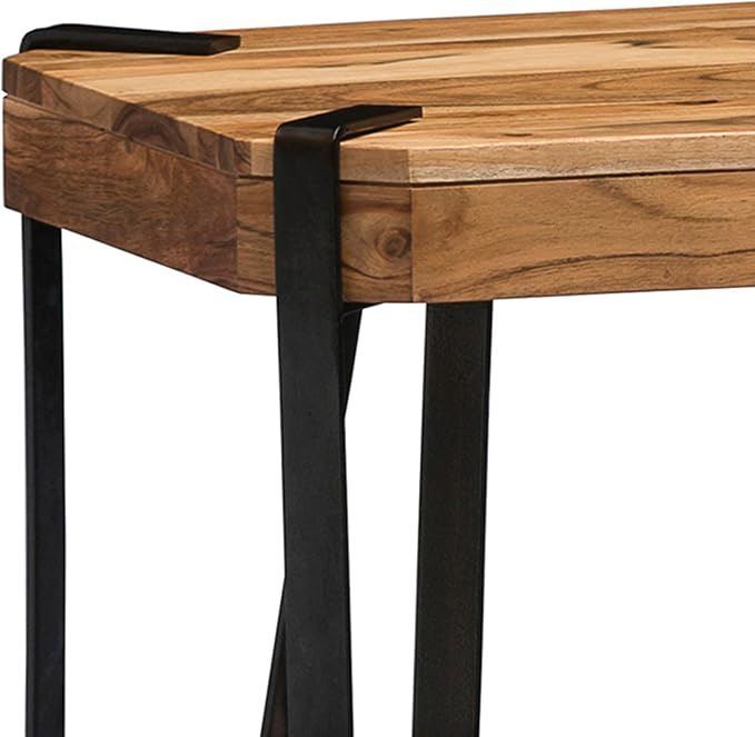 Ryegate Live Edge Modern End Tables Set of 2-3-Tier Acacia Wood Nightstands with Storage Shelves and Metal Legs - 17" Narrow Side Table Set for Living Room or Bedroom by Alaterre Furniture (Natural)