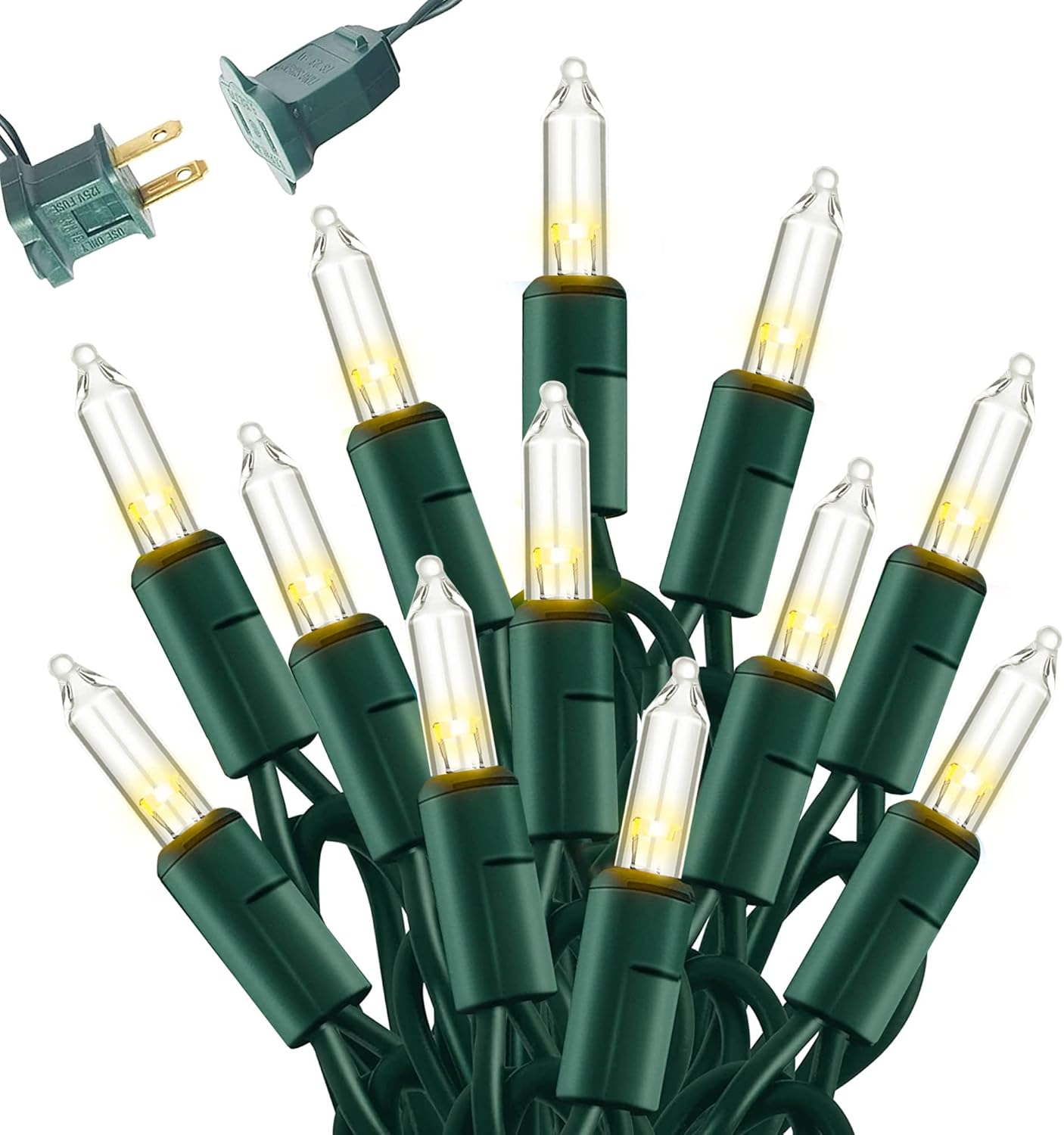 Dazzle Bright Warm White Christmas Mini String Lights, 20FT 100 Count Incandescent Waterproof Fairy Lights Plug in, Connectable Christmas Decorations for Indoor Outdoor Home Party Garden Yard