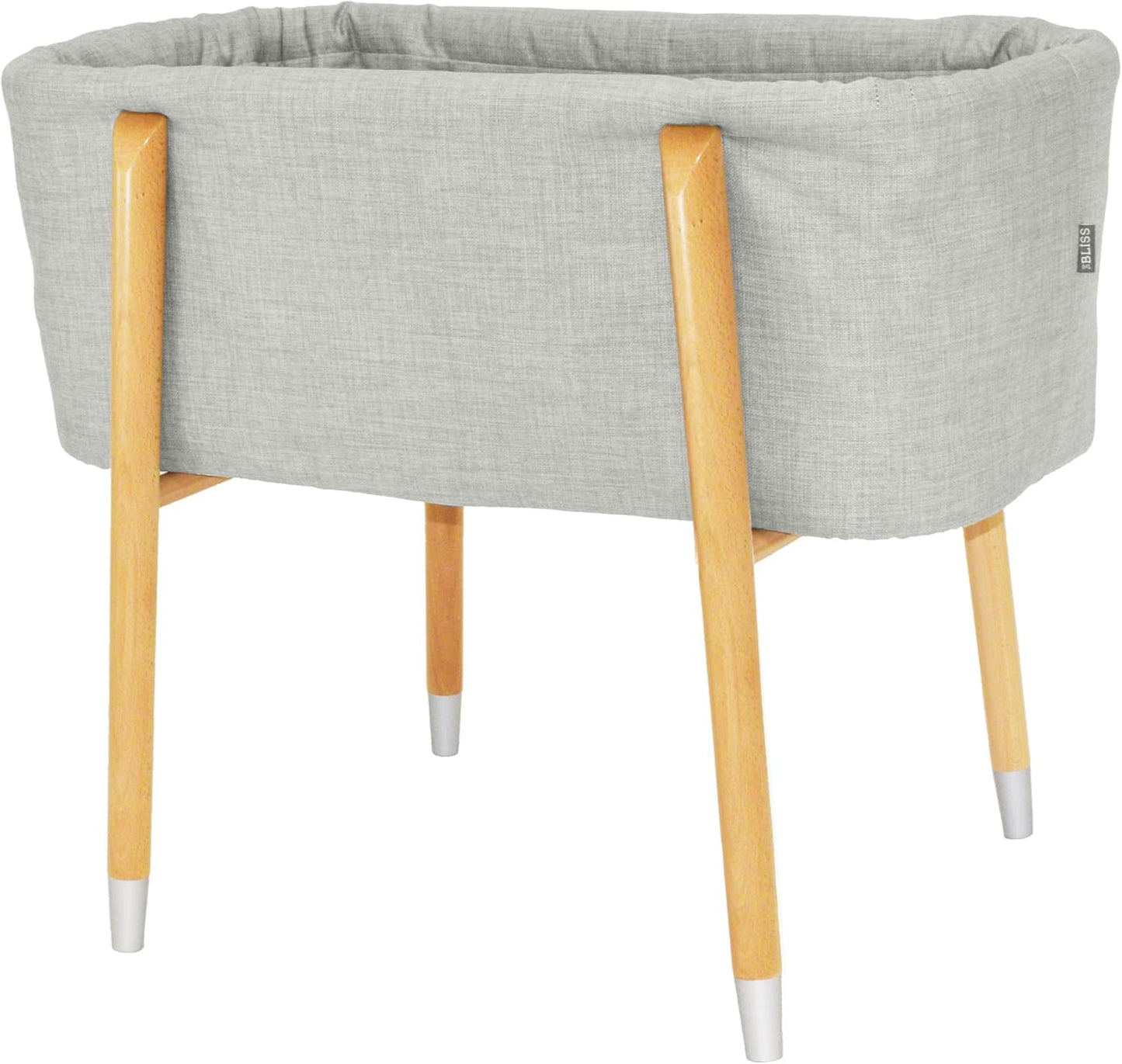 Sova Portable Baby Bassinet, Mid-Century Design with Extra Deep Walls for Newborns and Babies Safety, Includes 2 Fitted Sheets and Padded Mattress (Glacier Grey)