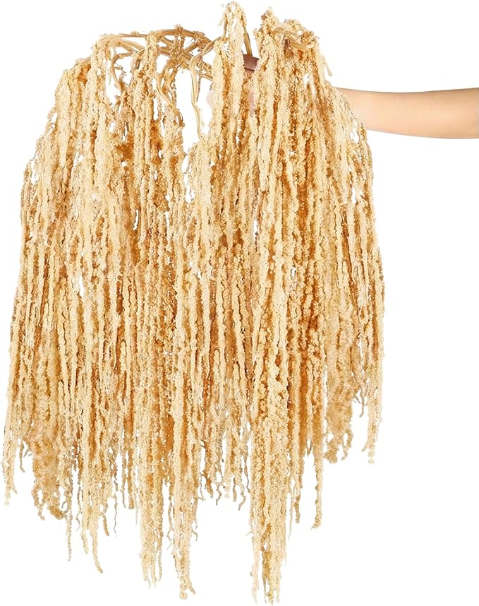 Suncalla 12 Pcs Champagne Spring Natural Dried Amaranthus Hanging Flowers Amaranthus Artificial Flowers for Wedding Arch Bouquet Floral Garland Wall Home Decoration (23 Inch)