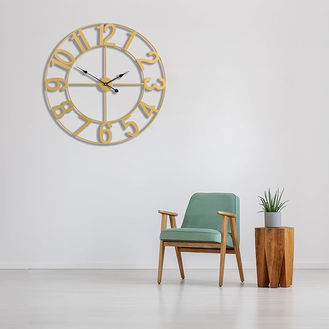 Sorbus Large Wall Clock for Living Room Decor - Wall Clock for Kitchen - 32 inch Big Wall Clock Decorative - Metal Wall Art - Analog Large Clock for Bedroom, Home, Kitchen, Office, Wall Decor (Gold)