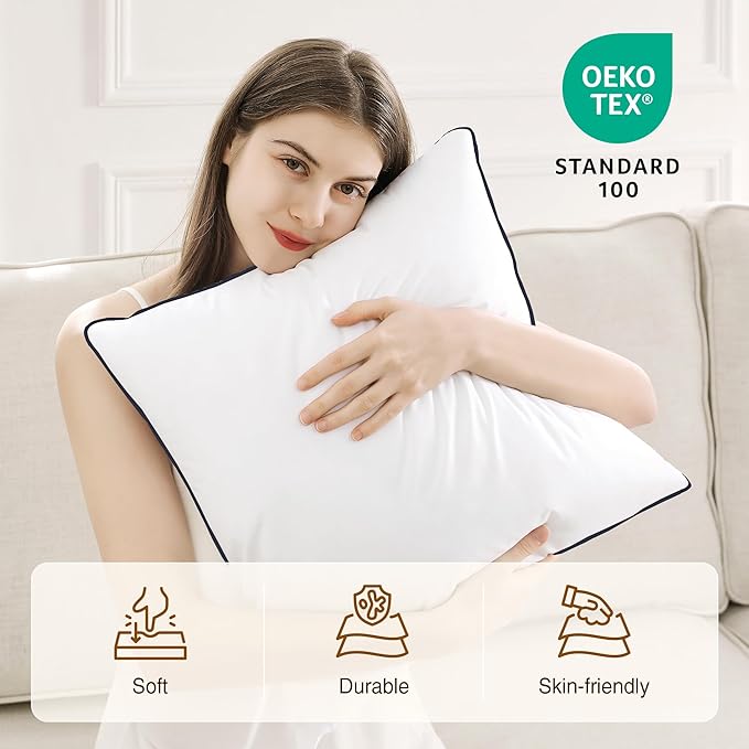 puredown® 24x24 Pillow Inserts Set of 2, Full Fluffy Down Alternative Euro Pillows, Soft Plush Decorative Throw Pillows for Couch, Sofa, Bed and Home Decor