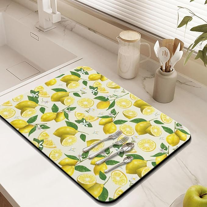Fun Coffee Mat 24inx18in,Coffee Bar Mat for Countertops,Absorbent Hide Stain Anti-Slip Coffee Bar Accessories Fit Under Coffee Machine Mat,dish Drying Mats for Kitchen