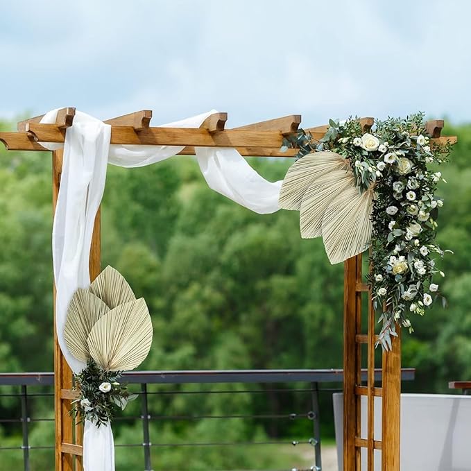 Natural Dried Palm Leaves, 17.3 Inch, 10 Pieces, Beige and Brown, for Wedding Decor and Centerpieces (Brown)