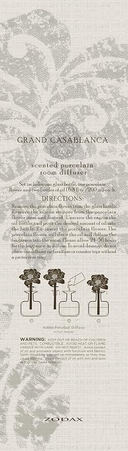 Zodax Grand Casablanca Porcelain Oil Diffuser - 6.76 oz -Moroccan Peony