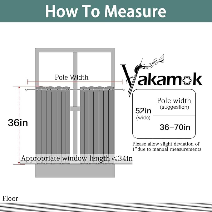 Yakamok 36 Inch Curtains Blackout Window Curtains for Kitchen, Grommet Room Darkening Thermal Insulated Sunlight Block Drapes for Living Room, W 52 x L 36, Burnt Orange, 2 Panels