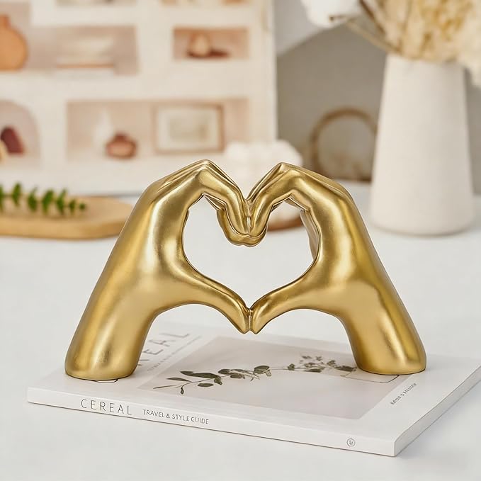 Gold Decor for Singer Fans Lover Merch Heart Hands Sculpture, Home Decor Living Room Accent Decor Love Statue for Bedroom Bookshelf Coffe Table Aesthetics Decorations Gifts for Women Mom Girlfriend