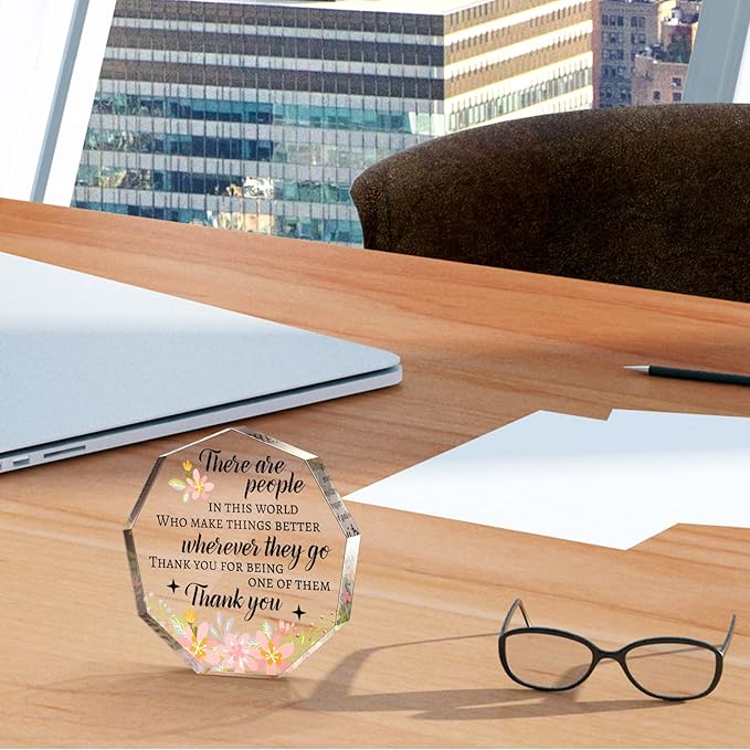 Yinder Thank You Gifts for Women Appreciation Gifts for Coworker Employee Nurse Teacher Leader Boss Inspirational Quotes Acrylic Desk Decor for Home Office Farewell Retirement