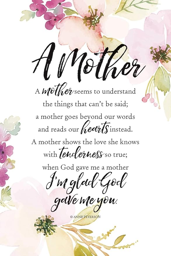 DEXSA A Mother Seems Wood Plaque with Inspiring Quotes 6"x9" - Elegant Vertical Frame Wall & Tabletop Decoration | Easel & Hanging Hook | Christian Family Religious Home Decor Saying | Made in the USA