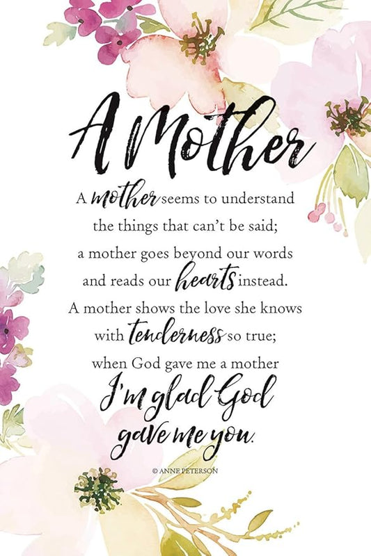 DEXSA A Mother Seems Wood Plaque with Inspiring Quotes 6"x9" - Elegant Vertical Frame Wall & Tabletop Decoration | Easel & Hanging Hook | Christian Family Religious Home Decor Saying | Made in the USA