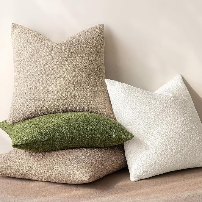 MIULEE 18x18 Pillow Insert Throw Pillow Insert 18x18 Inch Decorative Couch Pillow Covers Textured Boucle Accent Solid Throw Pillow Covers