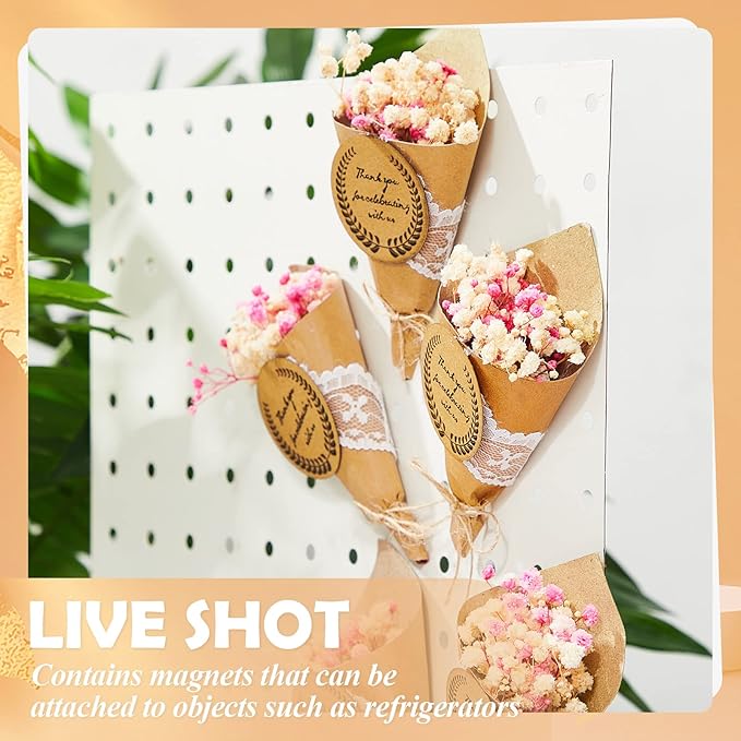 30 Pcs Mini Dried Flower Bouquet Magnet Bulk Wedding Baby Shower Flower Party Favors for Guests Natural Dried Flowers Bundle Mother's Day Graduation Home Decoration DIY Crafts Gifts