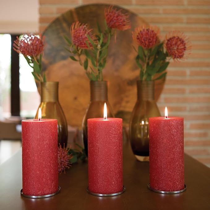 Root Candles Unscented Candles Premium Beeswax Blend Pillar Candle, 3 x 6-Inches, Red